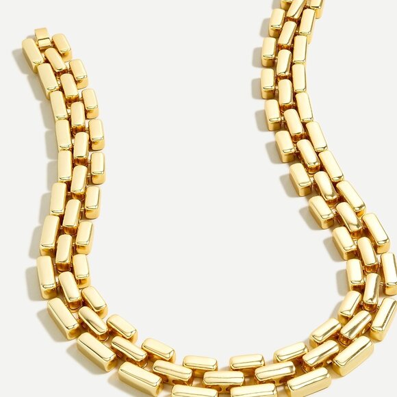 NWT J. Crew flat link gold necklace and bracelet set - Picture 1 of 3